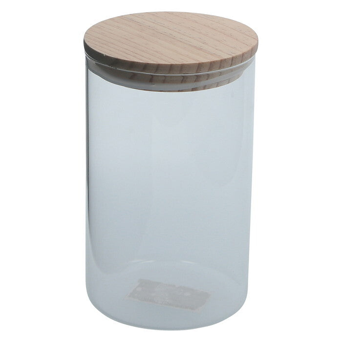 キャニスター 木蓋 耐熱 1000ml クリア 完成品 W100×D100×H171mm 0.3kg fj-37766の画像