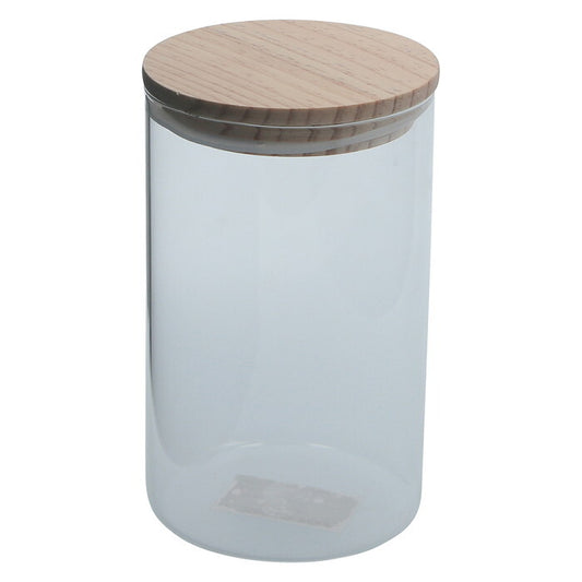 キャニスター 木蓋 耐熱 1000ml クリア 完成品 W100×D100×H171mm 0.3kg fj-37766の画像