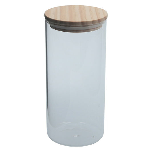 キャニスター 木蓋 耐熱 1300ml クリア 完成品 W100×D100×H220mm 0.4kg fj-37767の画像