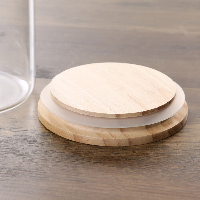 キャニスター 木蓋 耐熱 1300ml クリア 完成品 W100×D100×H220mm 0.4kg fj-37767の画像