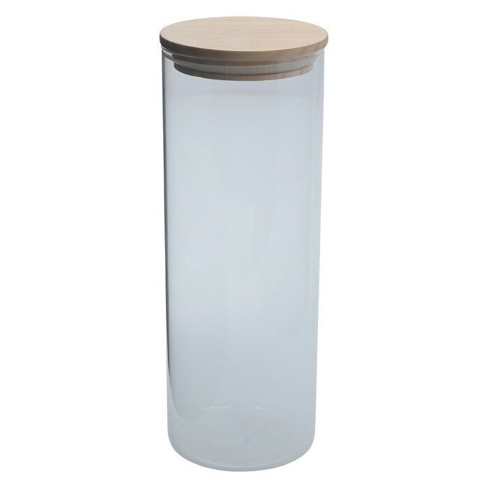 キャニスター 木蓋 耐熱 1700ml クリア 完成品 W100×D100×H269mm 0.5kg fj-37768の画像