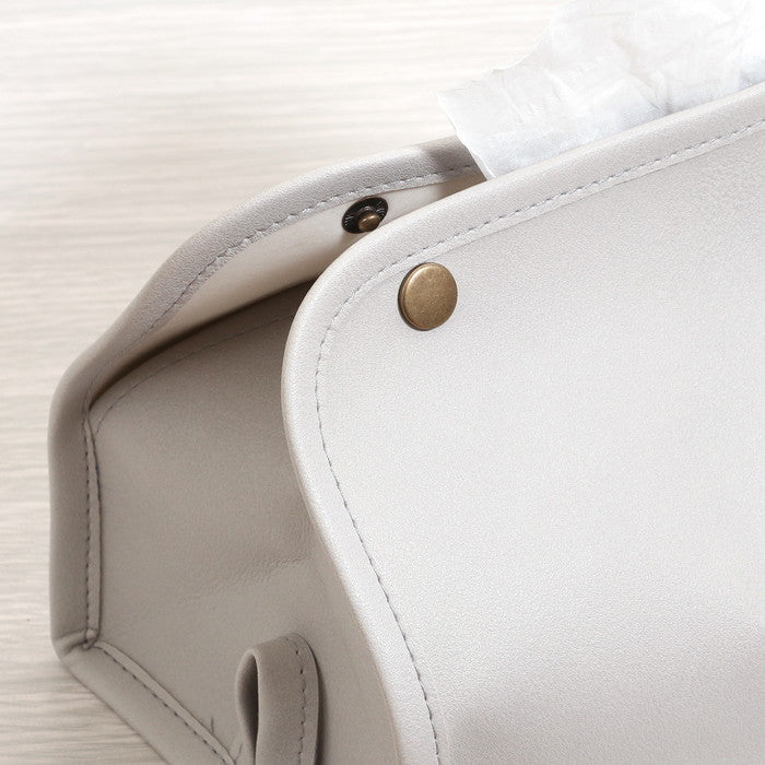 PUレザー調 ティッシュケース GY グレー 幅265×奥行125×高さ125 fj-37806の画像