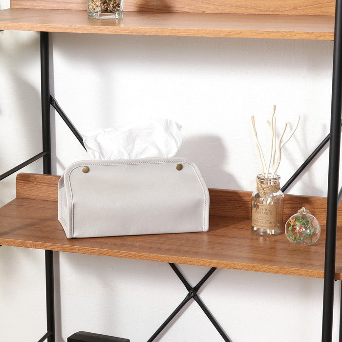 PUレザー調 ティッシュケース GY グレー 幅265×奥行125×高さ125 fj-37806の画像