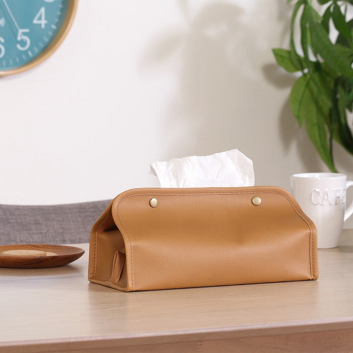 PUレザー調 ティッシュケース BE ベージュ 幅265×奥行125×高さ125 fj-37807の画像