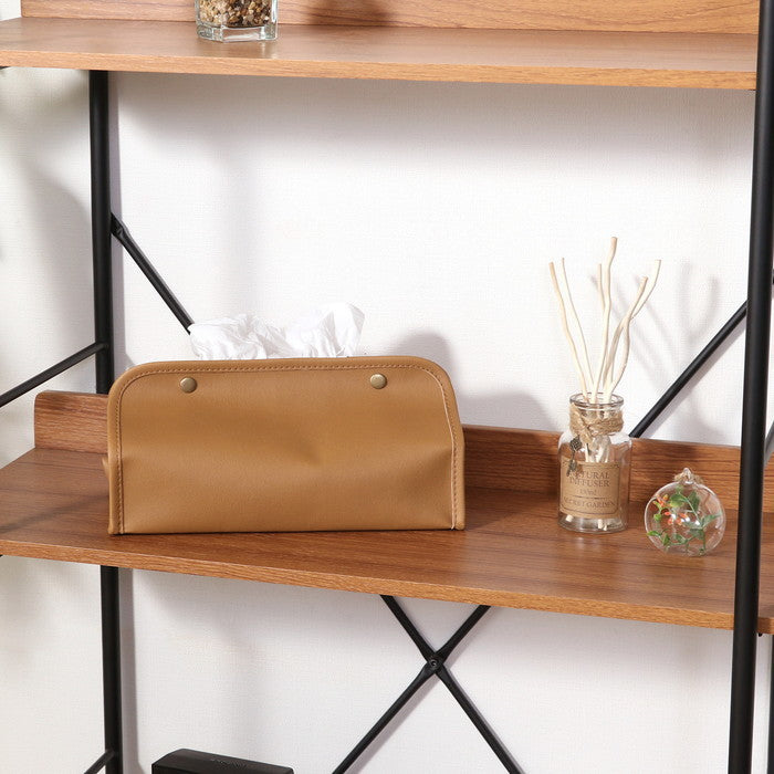 PUレザー調 ティッシュケース BE ベージュ 幅265×奥行125×高さ125 fj-37807の画像