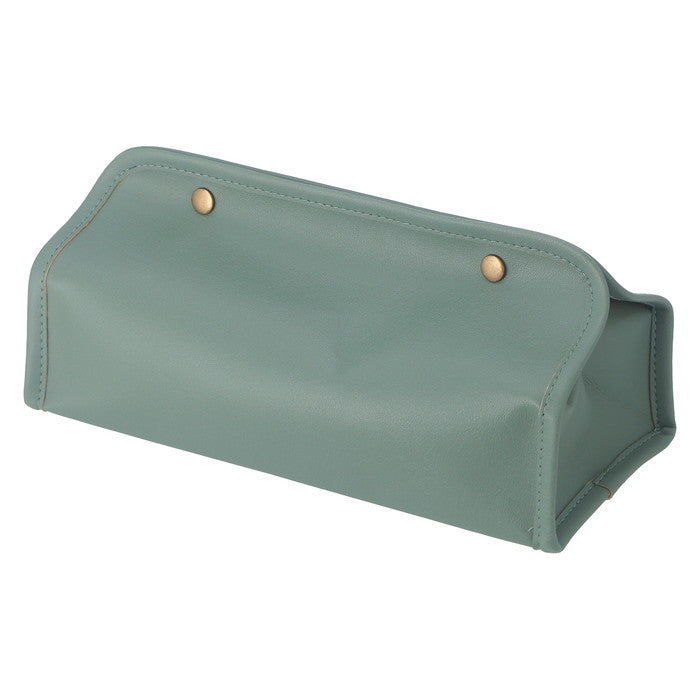 PUレザー調 ティッシュケース GR グリーン 幅265×奥行125×高さ125 fj-37808の画像