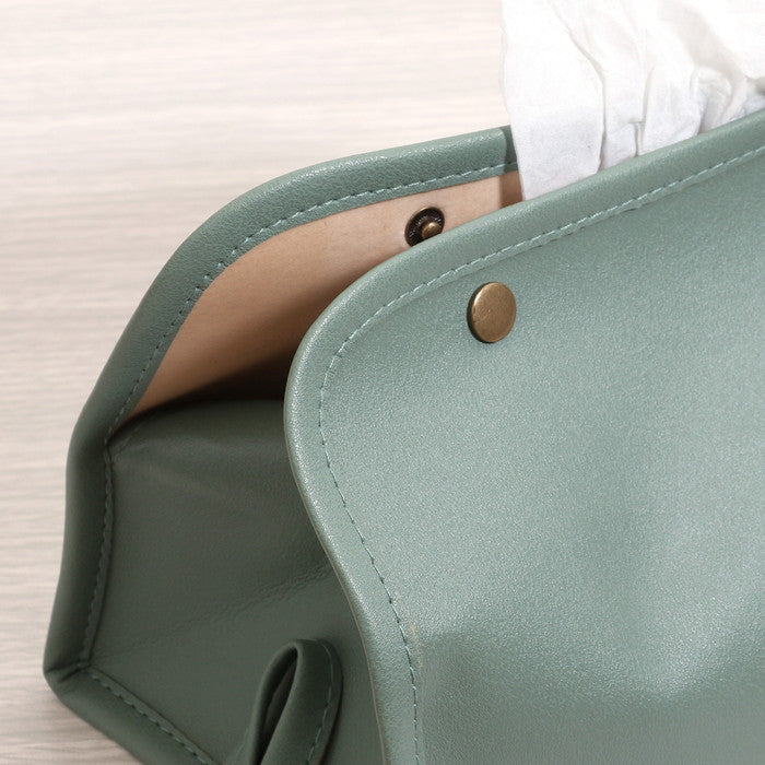 PUレザー調 ティッシュケース GR グリーン 幅265×奥行125×高さ125 fj-37808の画像