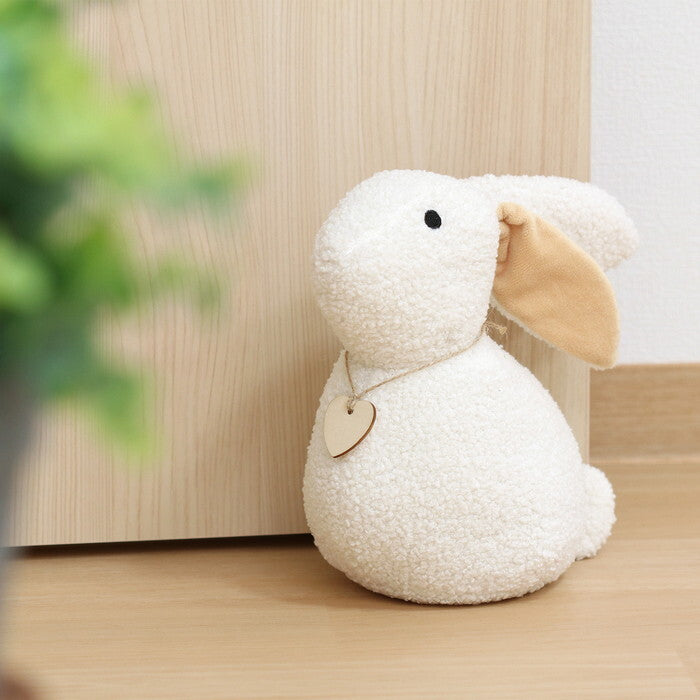 ドアストッパー アニマル ウサギ WH 完成品 W150×D280×H200mm 1kg fj-37893の画像