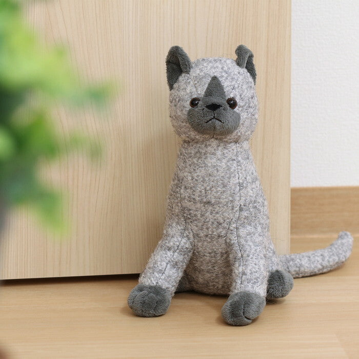 ドアストッパー アニマル ネコ GY 完成品 W165×D160×H260mm 1kg fj-37896の画像