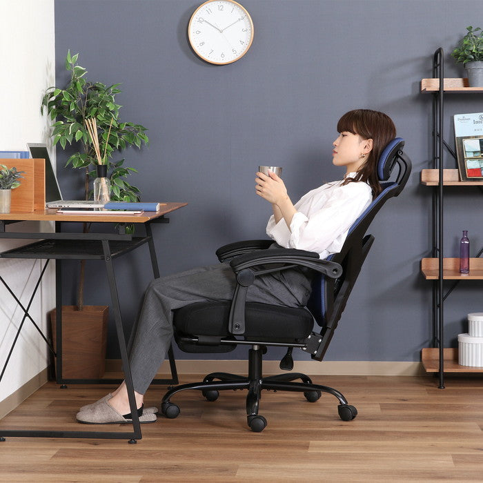 メッシュリクライニングチェア スリープ2 NV 3509F-1W ネイビｰ 幅660×奥行665?1245×高さ1125?1220mm fj-37913の画像