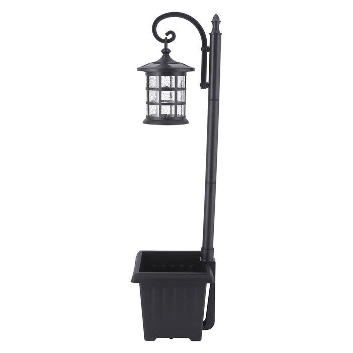 ソーラーライト LED H95cm プランター付 ブラック 組立品 W240×D250×H945mm 1.6kg fj-38438の画像