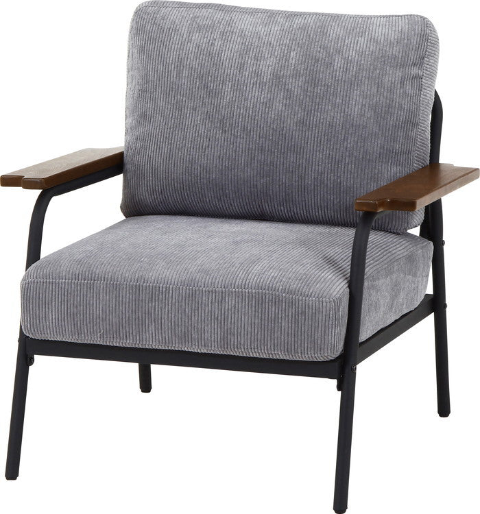 アイアンアーム コーデュロイソファ1P カローチェ GY FB-GHA-73 グレｰ 幅760×奥行760×高さ760mm fj-38492の画像