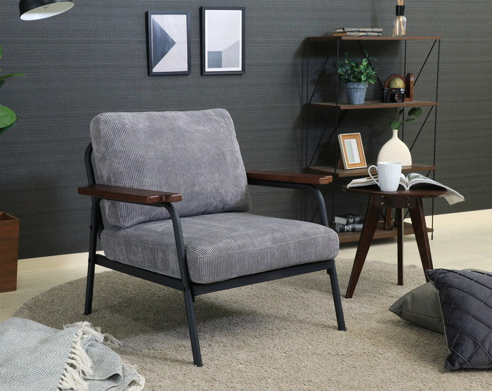 アイアンアーム コーデュロイソファ1P カローチェ GY FB-GHA-73 グレｰ 幅760×奥行760×高さ760mm fj-38492の画像