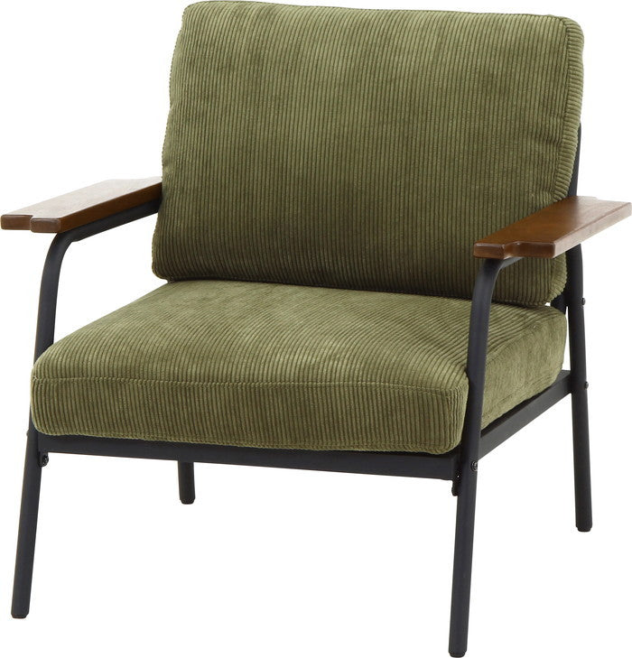 アイアンアーム コーデュロイソファ1P カローチェ KH FB-GHA-73 カｰキ 幅760×奥行760×高さ760mm fj-38494の画像