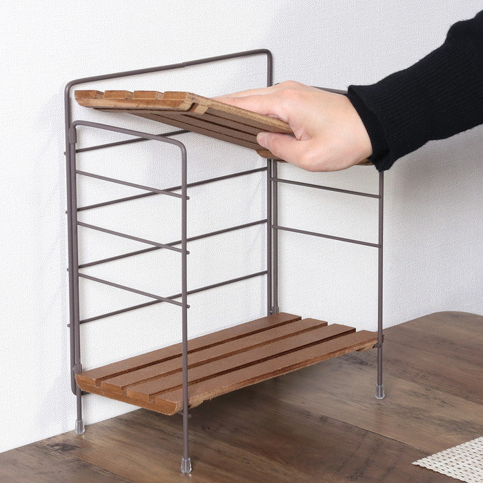 折りたたみ ラック フォールディング ラック リーブル BR 15401 ブラウン 幅250×奥行140×高さ290 fj-38497の画像