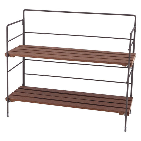 折りたたみ ラック フォールディング ラック リーブル ワイド BR 15403 ブラウン 幅350×奥行140×高さ290 fj-38499の画像