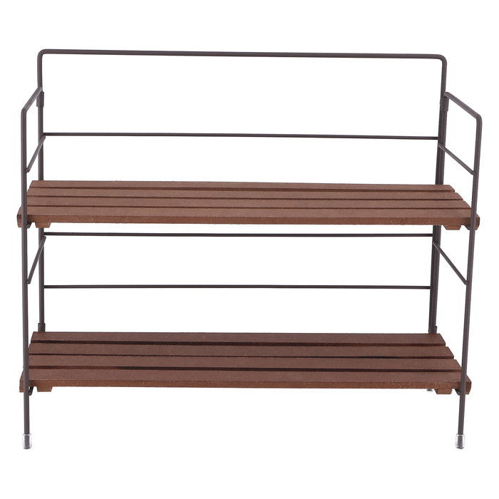 折りたたみ ラック フォールディング ラック リーブル ワイド BR 15403 ブラウン 幅350×奥行140×高さ290 fj-38499の画像