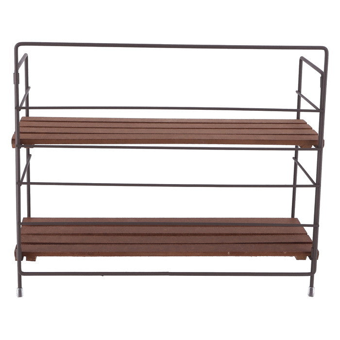 折りたたみ ラック フォールディング ラック リーブル ワイド BR 15403 ブラウン 幅350×奥行140×高さ290 fj-38499の画像