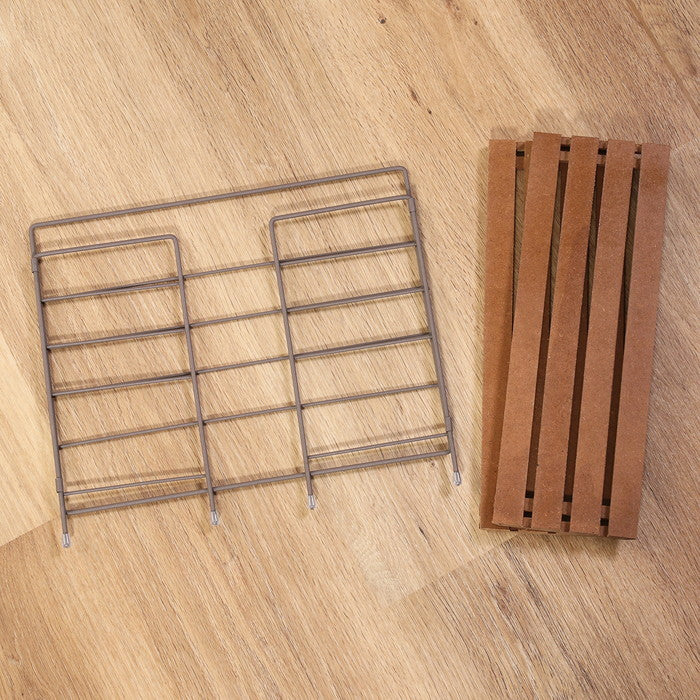 折りたたみ ラック フォールディング ラック リーブル ワイド BR 15403 ブラウン 幅350×奥行140×高さ290 fj-38499の画像