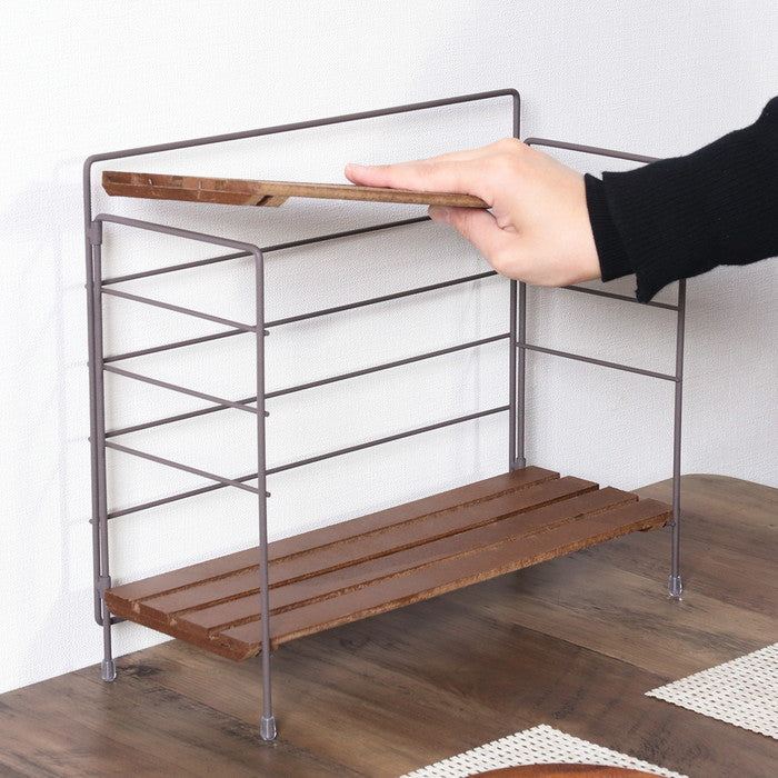 折りたたみ ラック フォールディング ラック リーブル ワイド BR 15403 ブラウン 幅350×奥行140×高さ290 fj-38499の画像