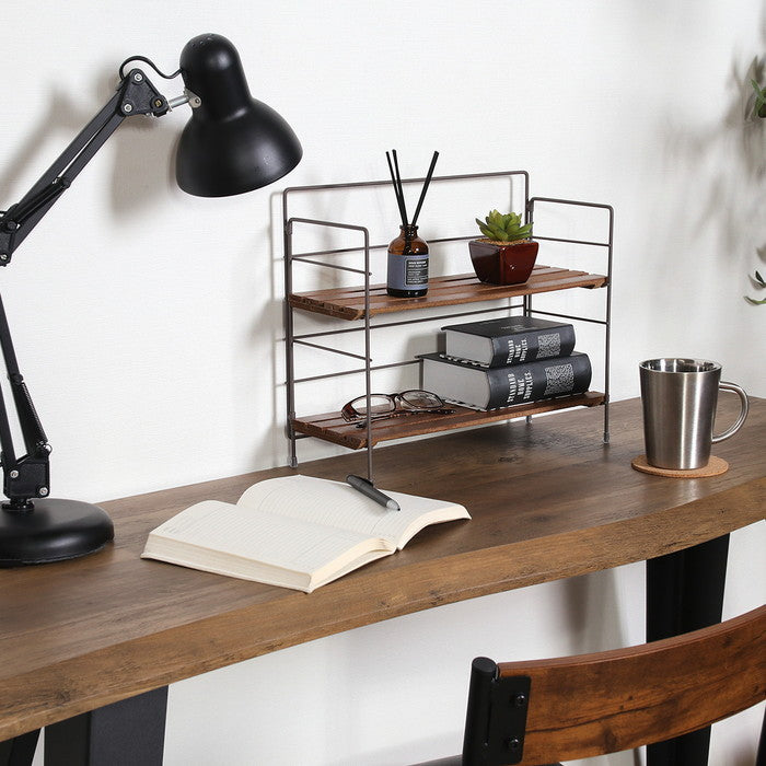 折りたたみ ラック フォールディング ラック リーブル ワイド BR 15403 ブラウン 幅350×奥行140×高さ290 fj-38499の画像