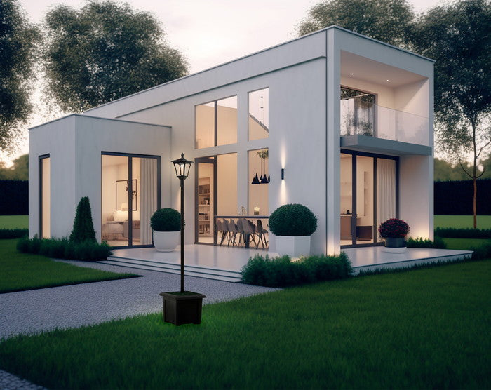 LEDソーラースタンドライト 1灯 プランター付き 黒 幅370×奥行370×高さ1760mm fj-38518の画像