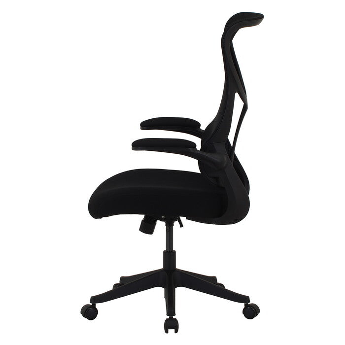 ハイバック メッシュチェア エアロ BK ブラック 組立品 W650×D660×H1070-1150mm 11.6kg fj-38620の画像