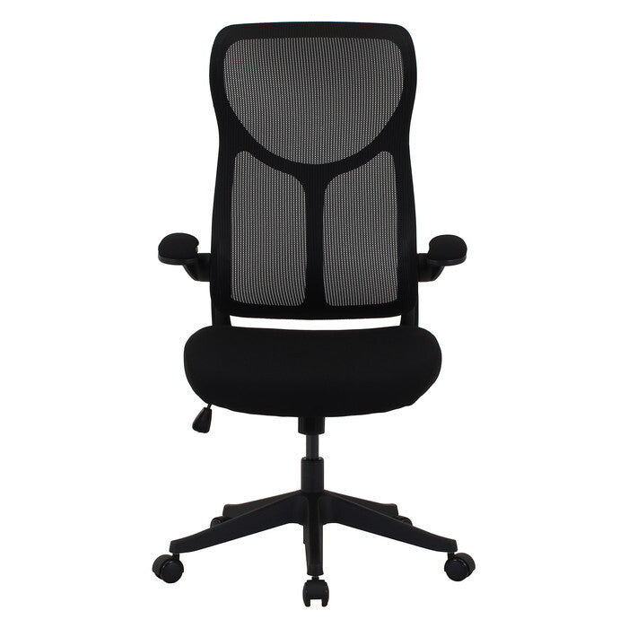 ハイバック メッシュチェア エアロ BK ブラック 組立品 W650×D660×H1070-1150mm 11.6kg fj-38620の画像