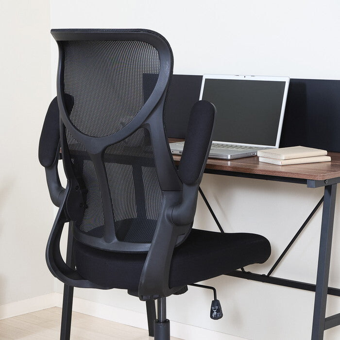 ハイバック メッシュチェア エアロ BK ブラック 組立品 W650×D660×H1070-1150mm 11.6kg fj-38620の画像