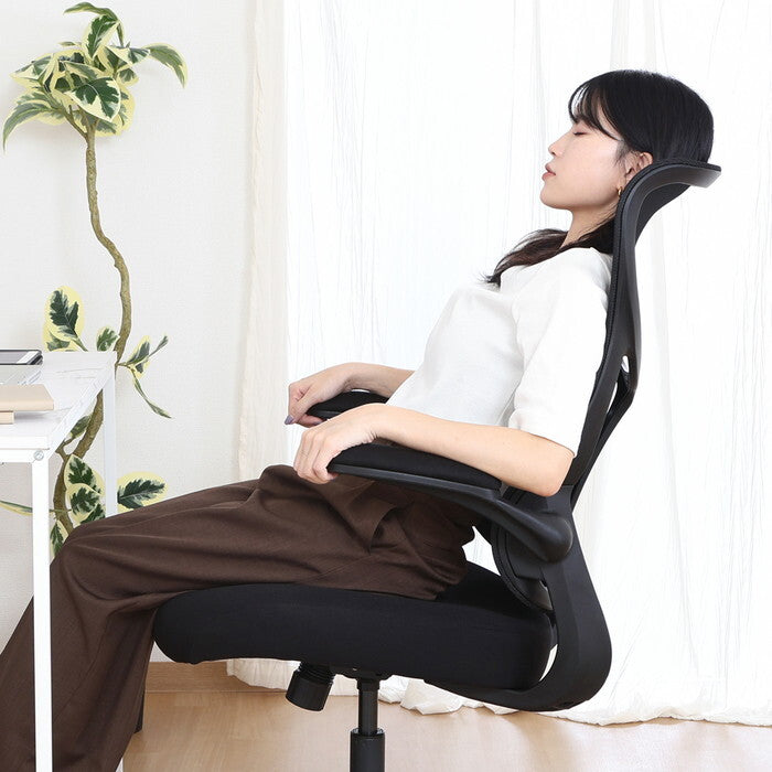 ハイバック メッシュチェア エアロ BK ブラック 組立品 W650×D660×H1070-1150mm 11.6kg fj-38620の画像