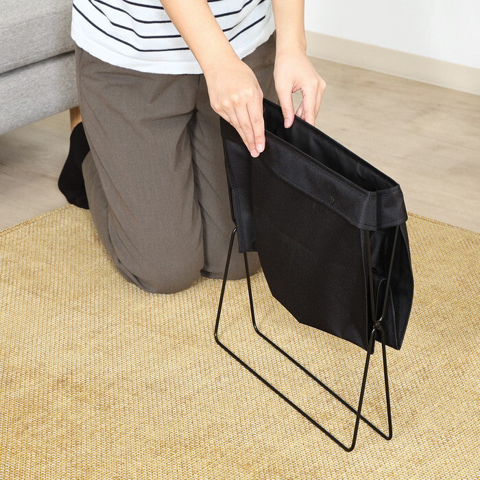 折りたためる 荷物収納 バスケット ブラック 完成品 W430×D30-240×H320-410mm 0.72kg fj-38632の画像