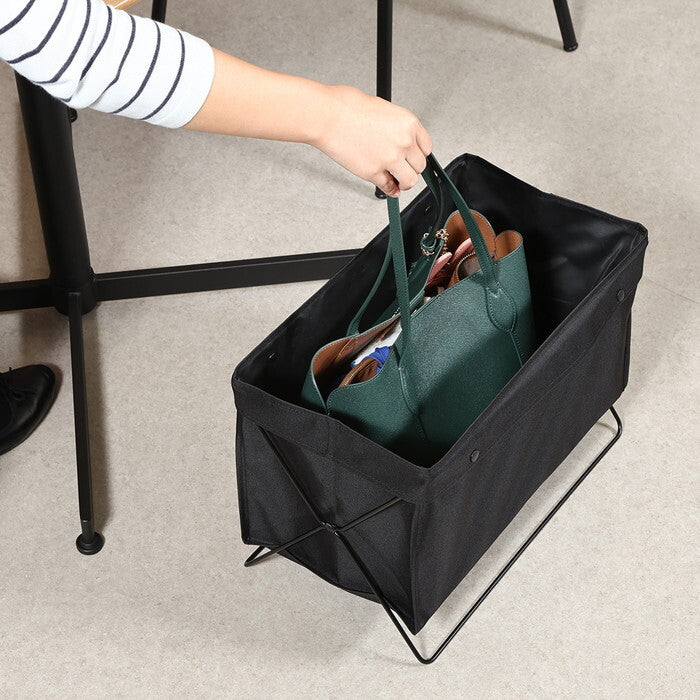 折りたためる 荷物収納 バスケット ブラック 完成品 W430×D30-240×H320-410mm 0.72kg fj-38632の画像