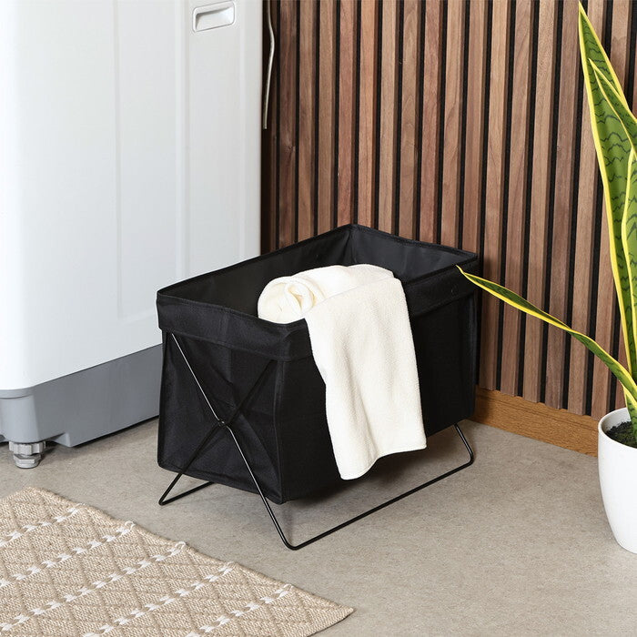 折りたためる 荷物収納 バスケット ブラック 完成品 W430×D30-240×H320-410mm 0.72kg fj-38632の画像