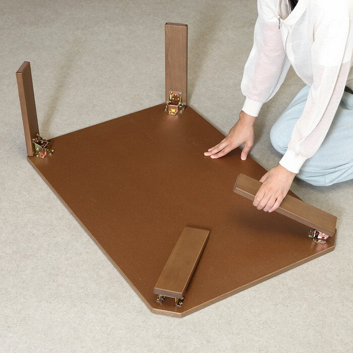 ローテーブル UVモダンローテーブル Latte ウォルナット 90x60 完成品 W900×D600×H317mm 8.8kg fj-38828の画像