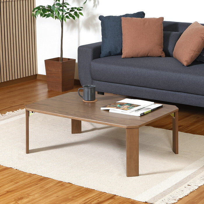 ローテーブル UVモダンローテーブル Latte ウォルナット 90x60 完成品 W900×D600×H317mm 8.8kg fj-38828の画像