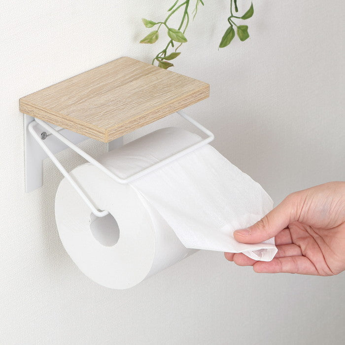 トイレットペーパー ホルダー 1ロール NA×WH ナチュラル×ホワイト 幅140×奥行100×高さ90 fj-38993の画像
