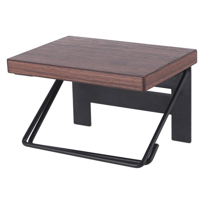 トイレットペーパーホルダー 1ロール BR×BK ブラウン×ブラック 完成品 W140×D100×H90mm 0.39kg fj-38994の画像
