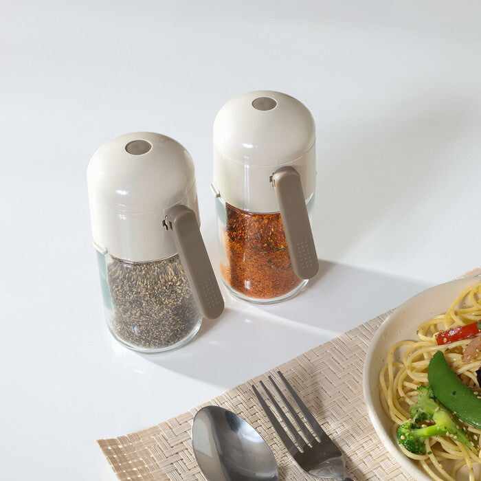 調味料入れ 片手でサッと 150ml グレージュ 完成品 W93×D64×H136mm 0.196kg fj-39266の画像