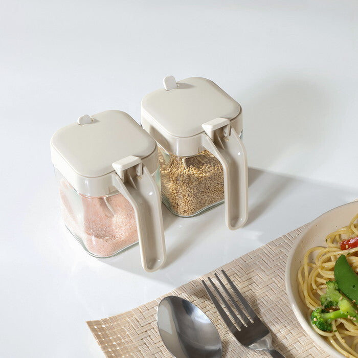 調味料入れ スプーンが埋もれない 240ml グレージュ 完成品 W105×D74×H97mm 0.228kg fj-39267の画像