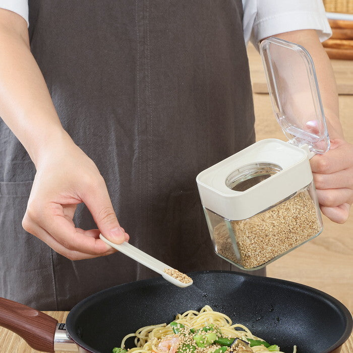 調味料入れ スプーンが置ける 250ml グレージュ 完成品 W131×D74×H92mm 0.31kg fj-39268の画像