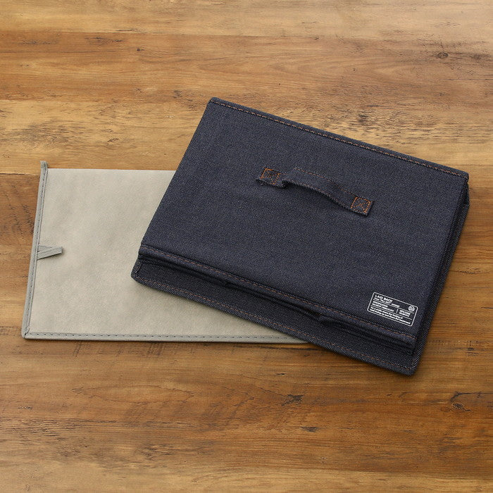 LB デニム調 インナーボックス 蓋付 ブルー 幅380×奥行260×高さ260 fj-39810の画像