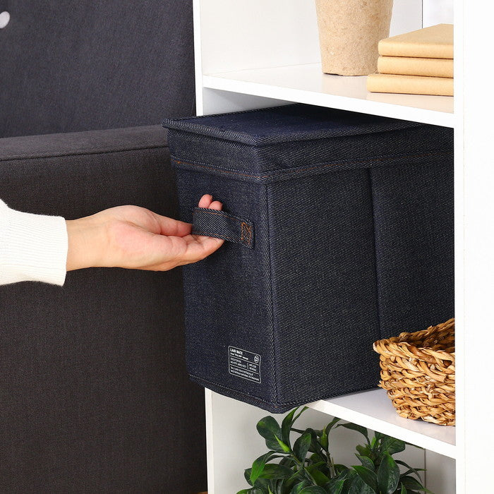 LB デニム調 インナーボックス 縦ハーフ 蓋付 ブルー 幅180×奥行260×高さ260 fj-39813の画像