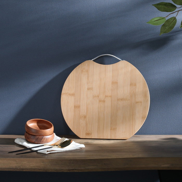 バンブー カッティング ボード D型 32cm ナチュラル 幅320×奥行300×高さ12 fj-40113の画像