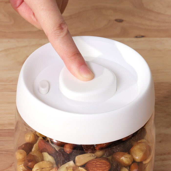 キャニスター PUSH 空気が抜ける 800ml ホワイト 完成品 W109×D109×H130mm 0.19kg fj-40698の画像
