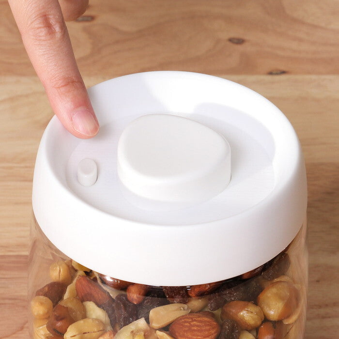 キャニスター PUSH 空気が抜ける 800ml ホワイト 完成品 W109×D109×H130mm 0.19kg fj-40698の画像