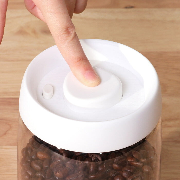 キャニスター PUSH 空気が抜ける 1200ml ホワイト 完成品 W109×D109×H170mm 0.225kg fj-40699の画像
