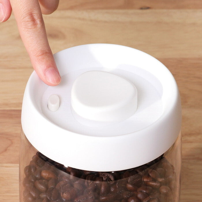 キャニスター PUSH 空気が抜ける 1200ml ホワイト 完成品 W109×D109×H170mm 0.225kg fj-40699の画像