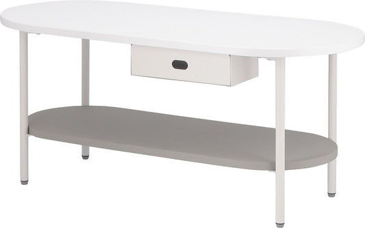 Chamill ティッシュ収納付テーブル グレージュ FB-BE-11507 ホワイト×グレｰジュ 幅900×奥行400×高さ400mm fj-41311の画像