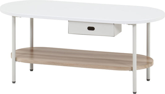 Chamill ティッシュ収納付テーブル ナチュラル FB-BE-11507 ホワイト×ナチュラル 幅900×奥行400×高さ400mm fj-41312の画像