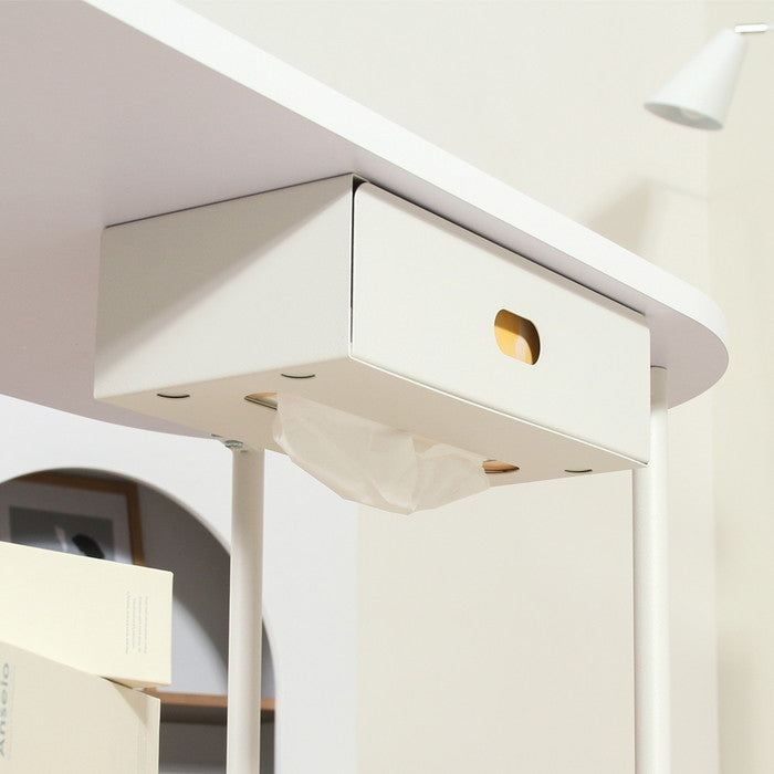 Chamill ティッシュ収納付テーブル ナチュラル FB-BE-11507 ホワイト×ナチュラル 幅900×奥行400×高さ400mm fj-41312の画像